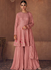 Georgette and Chinon Salwar Suit in Light Pink